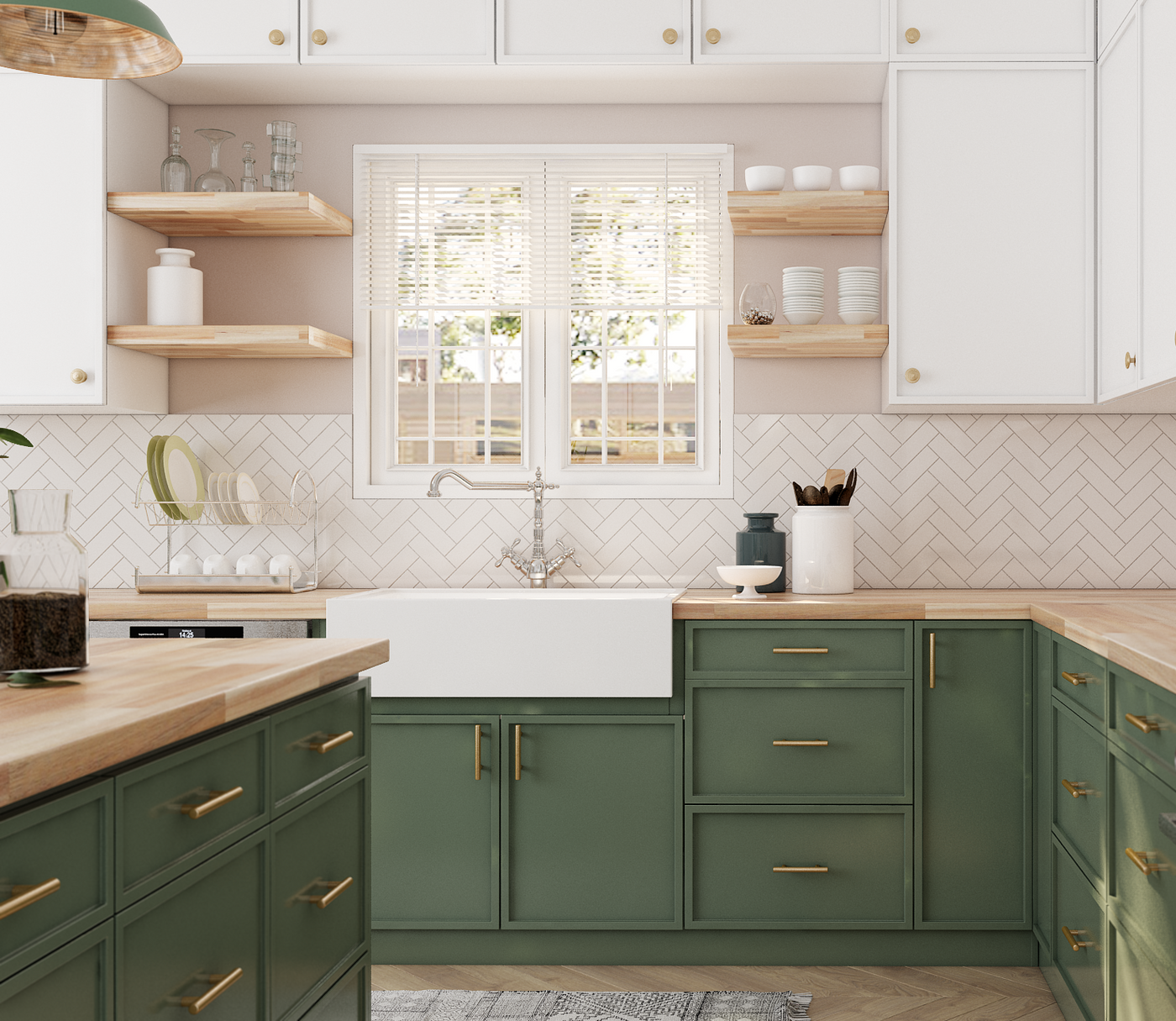 Slim Shaker kitchen in Earthy Moss finish