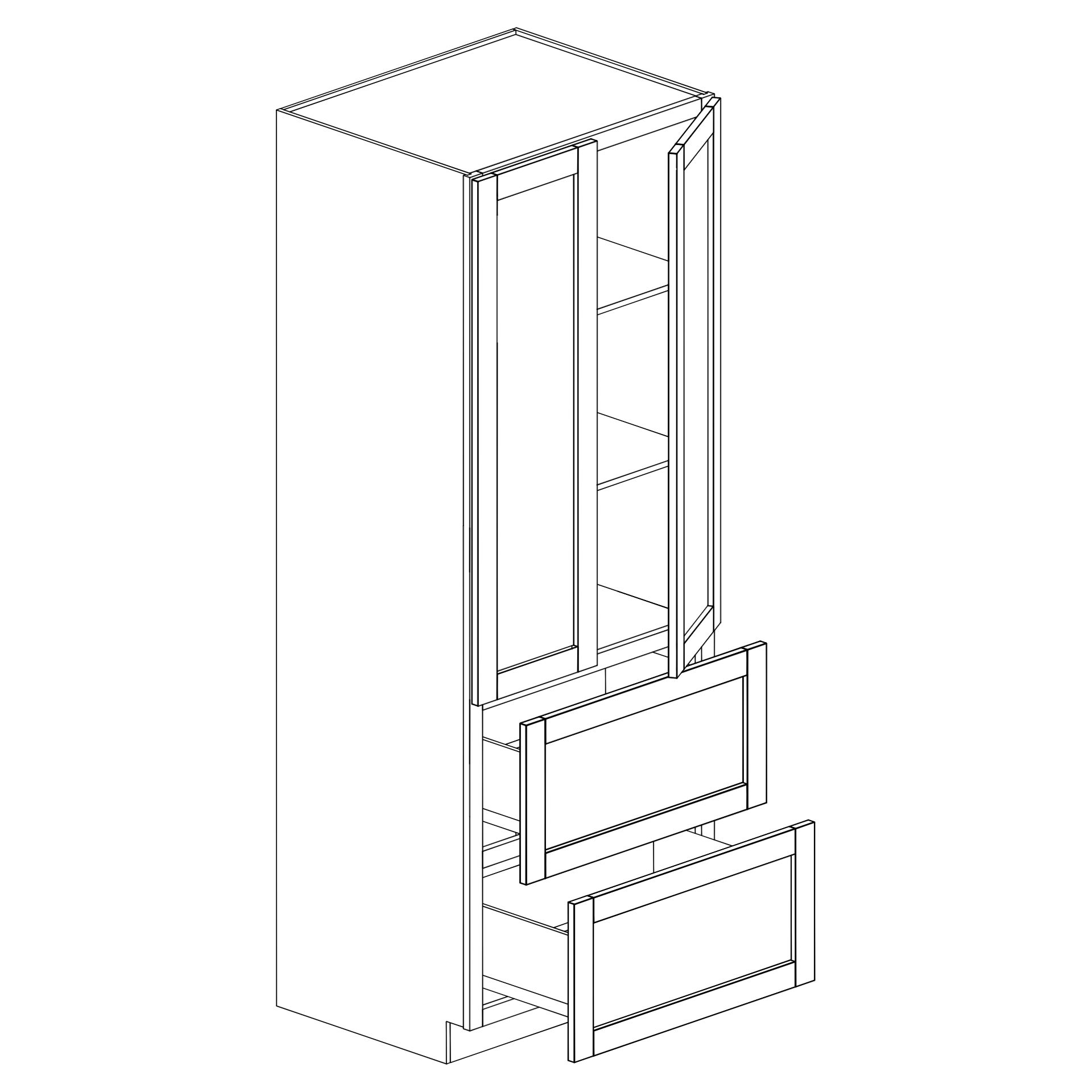 Tall Pantry Cabinet 2 Doors 2 Drawers